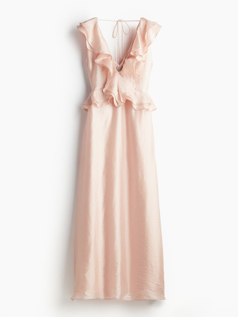 H&M Blush Pink Ruffle V-Neck Maxi Dress